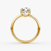 Round Cut - Plain Band - Classic Engagement Ring- 18 K Gold